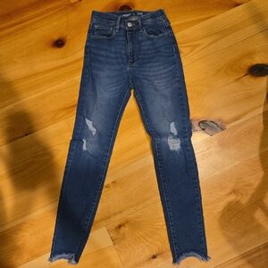Old Navy Dark Blue Distressed Skinny Jeans